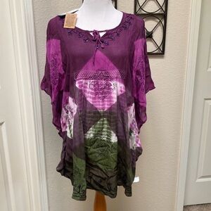 Elegant Purple and Green Women's Tunic
